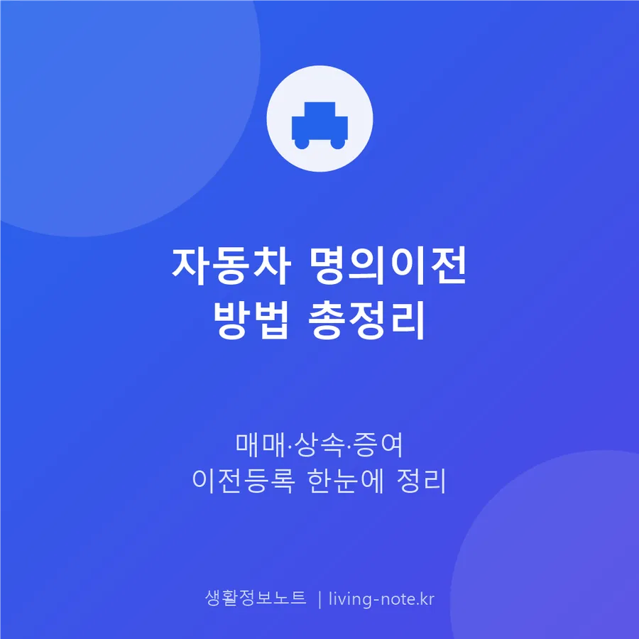 자동차 명의이전, 매매·상속·증여별 이전등록