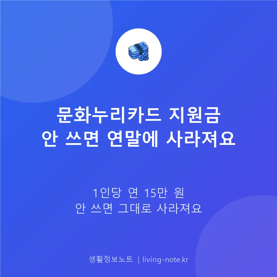 문화누리카드 지원금, 안 쓰면 연말에 그대로 사라집니다