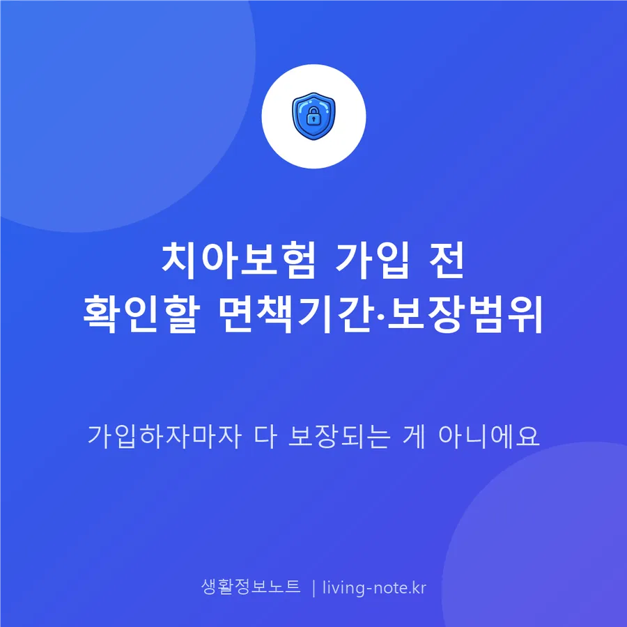 치아보험, 가입하고 바로 보장되지 않습니다 — 면책기간