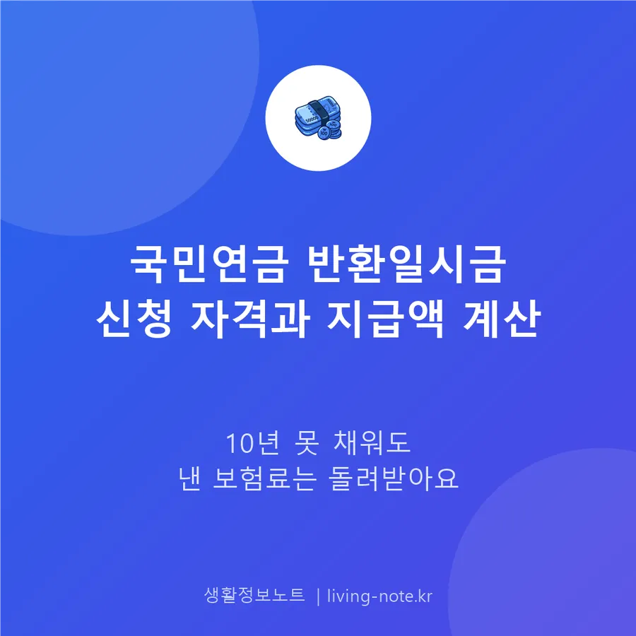 국민연금 반환일시금 신청 자격과 지급액 계산