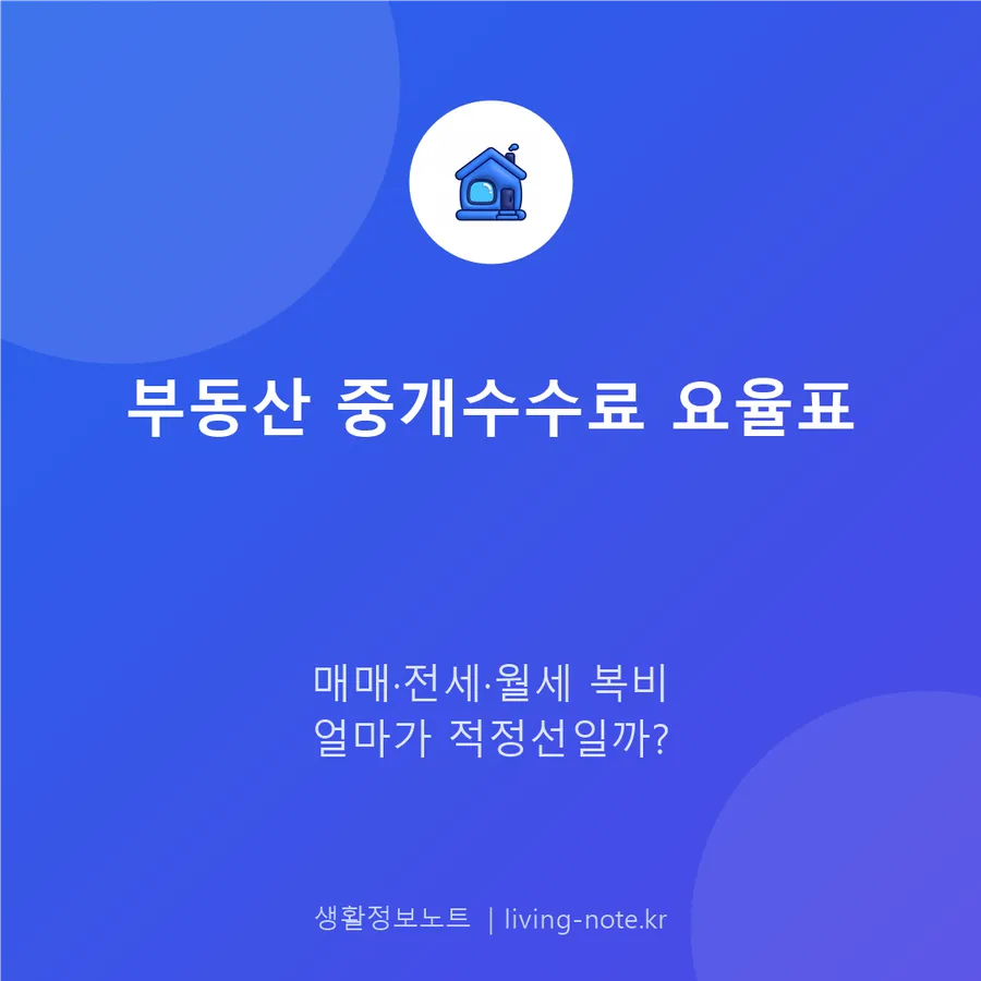 부동산 중개수수료 요율표 확인과 계산 예시