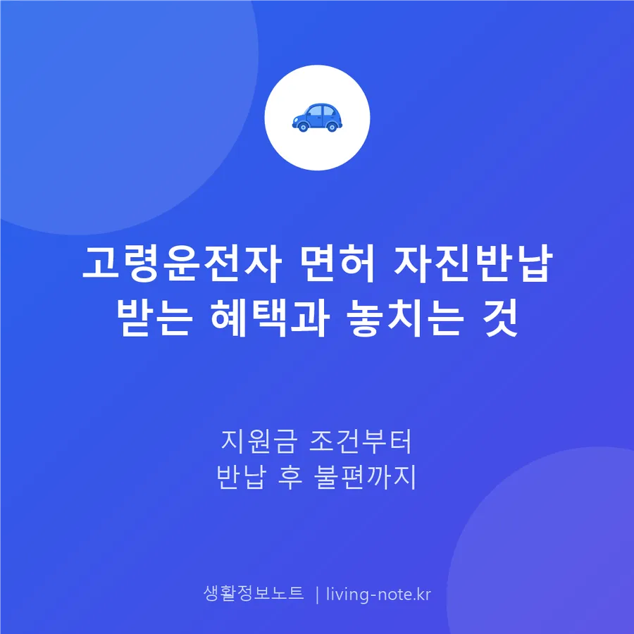 고령운전자 면허 자진반납, 받는 혜택과 놓치는 것들