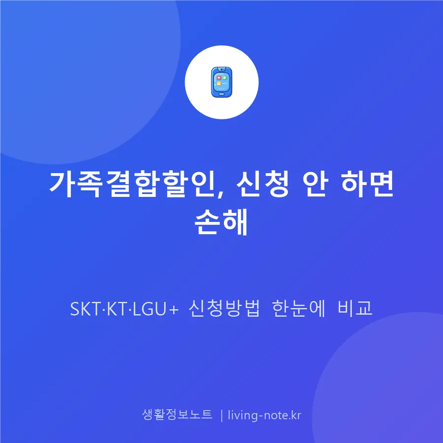 통신사 가족결합할인 신청 방법 SKT·KT·LGU+ 조건 비교