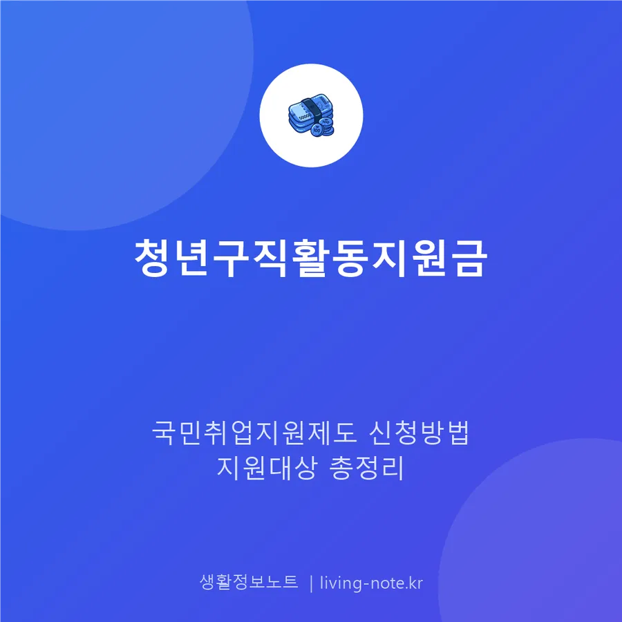 청년구직활동지원금 지원 대상과 국민취업지원제도 연계